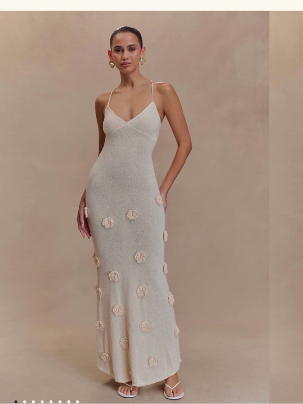 Meshki Knit Floral Maxi Dress Nude
